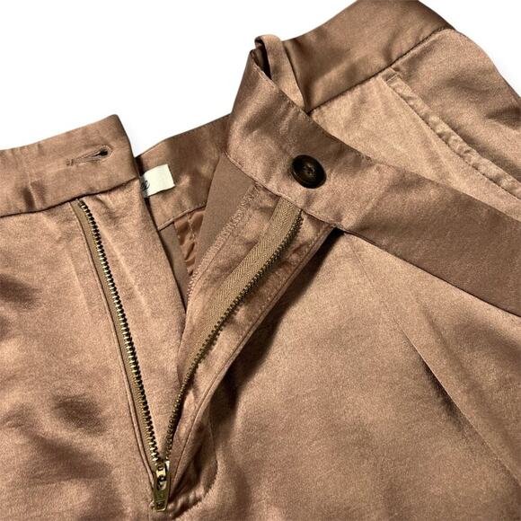 Madewell The Harlow High Rise Wide-Leg Pant in Satin Size 12P Petite Ice Mocha - Picture 10 of 15